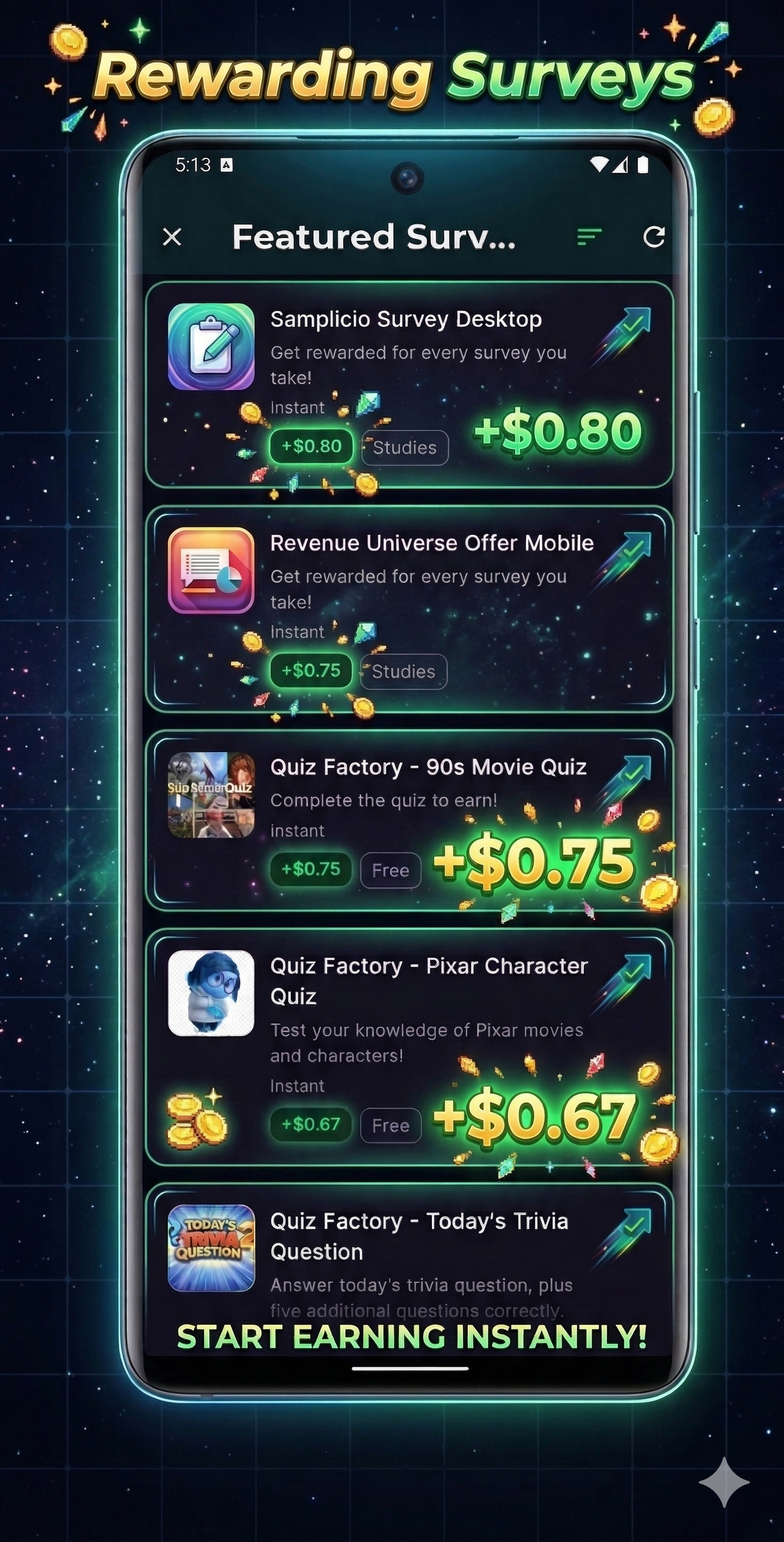 MintPoll surveys screen