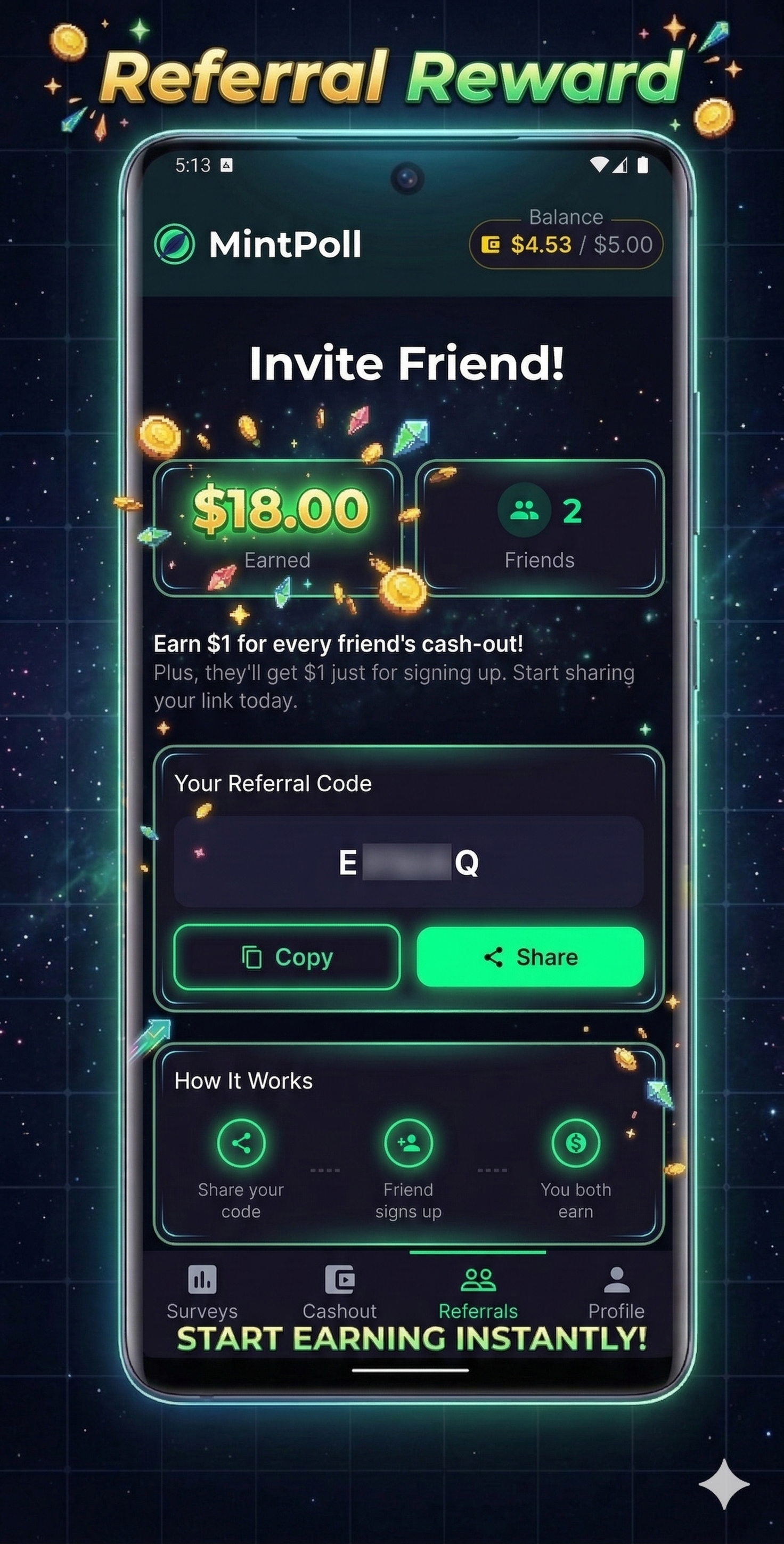 Refer and earn rewards